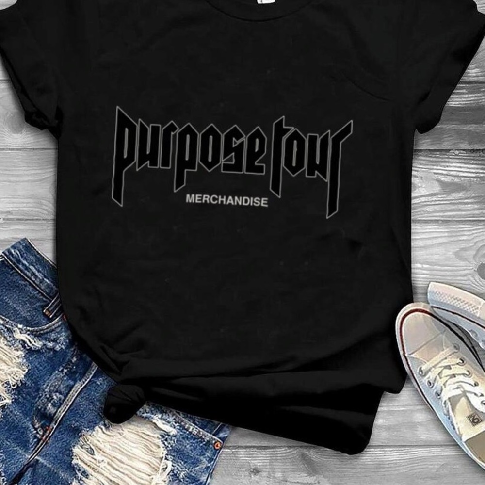 Justin Bieber Purpose Tour Merch 2016  Black Merchandise Shirt